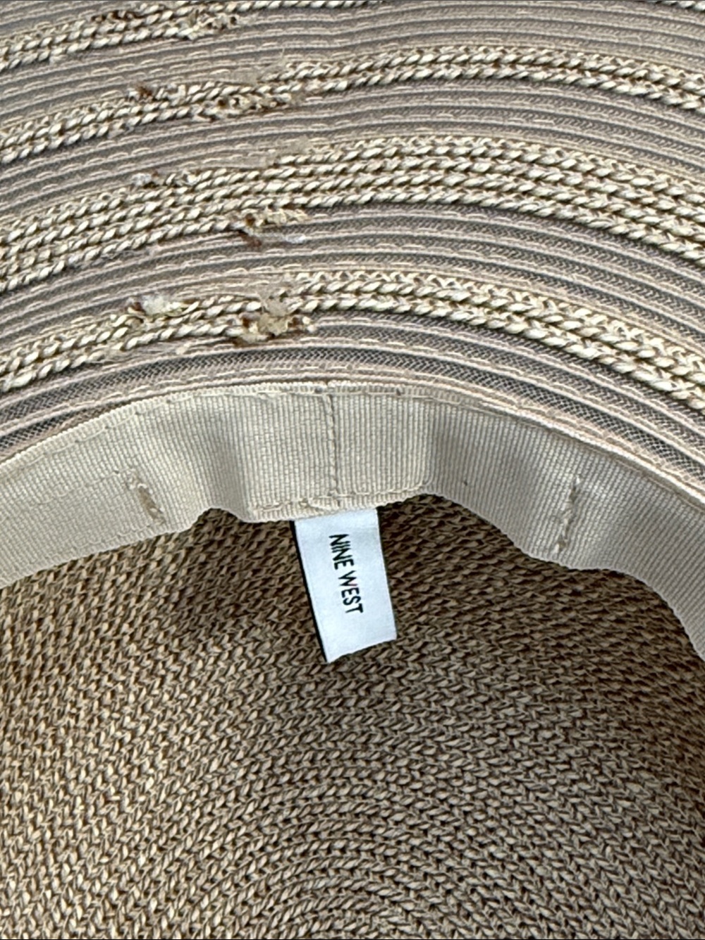 Nine West Cream Wide Floppy Brim Straw Sun Hat - Picture 5 of 15